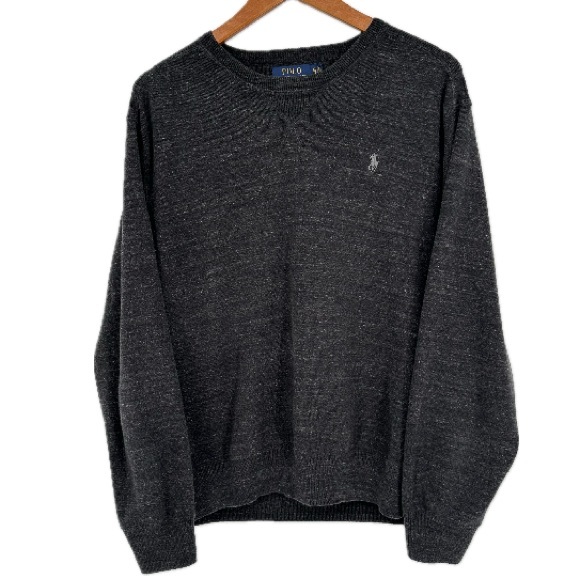 Polo Ralph Lauren Textured Knit Cotton Sweater Charcoal Men's Size XL - Picture 1 of 10
